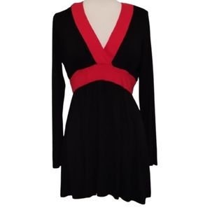 Dress Large Stretch Black Red Stretch New York & Company Retro Mod